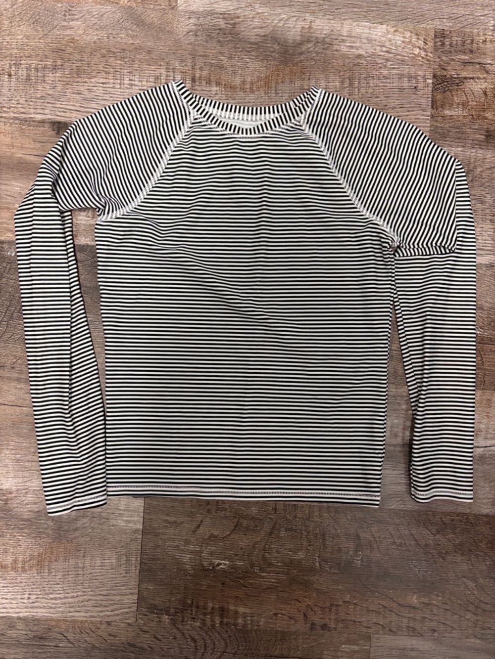 aerie Black & White Striped Long-Sleeve Crew Tee